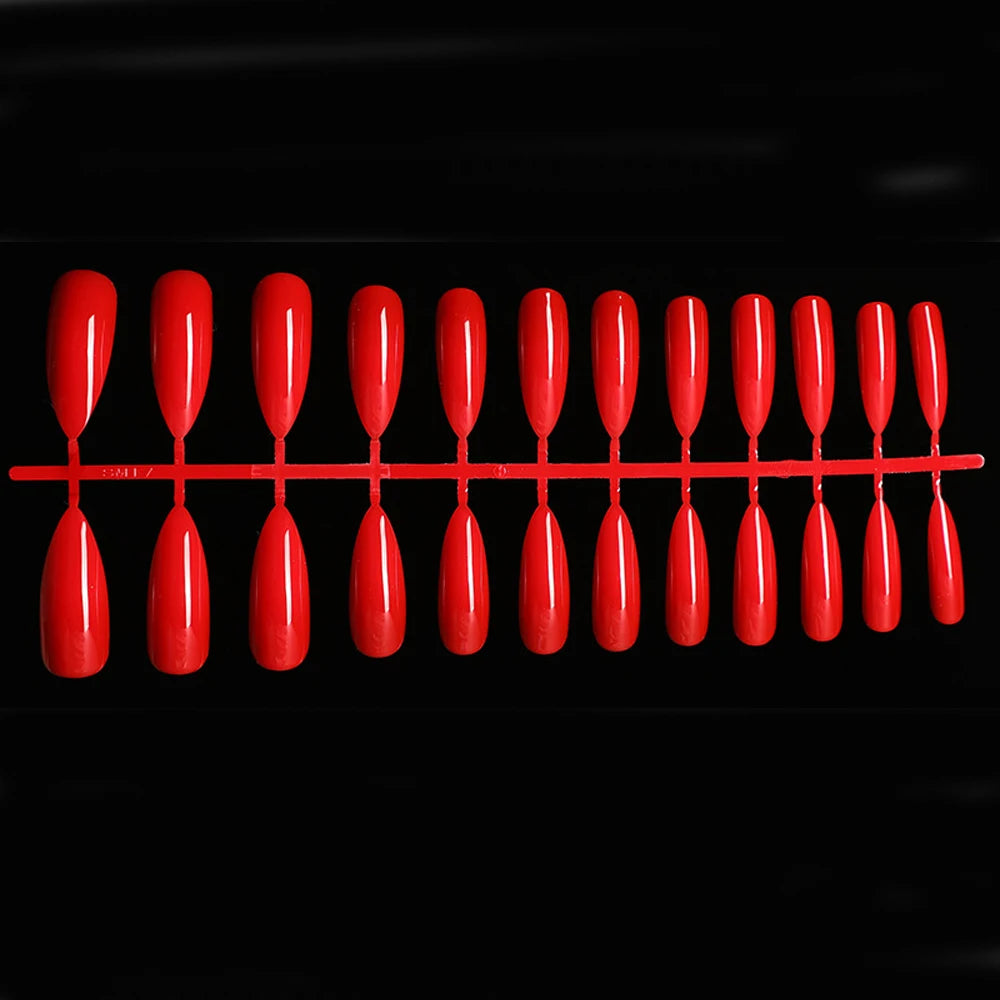 False Nails Matte 24Pcs Long Tips for 3 Pure Color Chip Gel for Nails Extensions Nail Tips Faux Ongles Fake Nails Stiletto Artif
