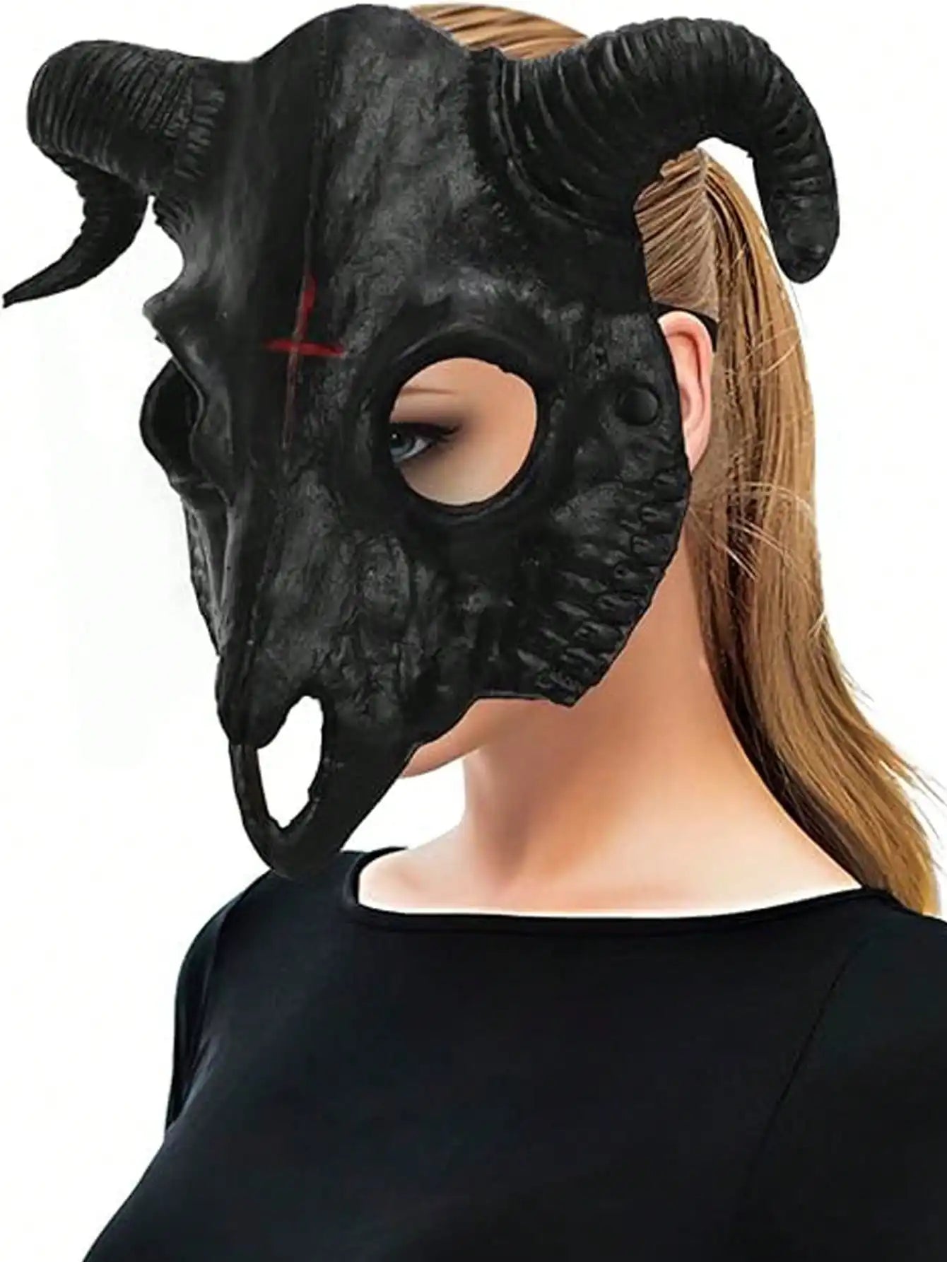 1Pc-Halloween Gothic Goat Head Skull Mask Ram Horns Animal Skull Costume Mask Demon Devil Evil Mask Cosplay Halloween Decor Prop