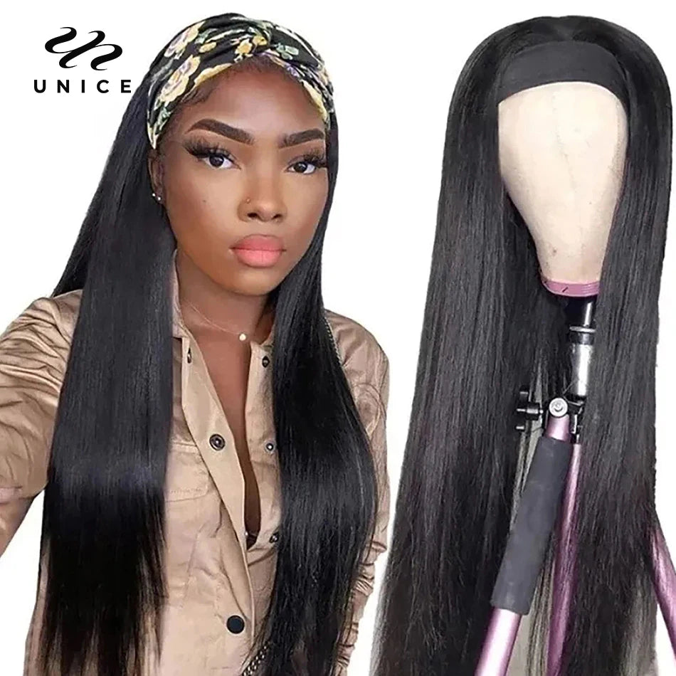 Hair Straight Headband Wig Human Hair Wigs for African American Women Affordable Glueless Headband Wig Beginner Friendly