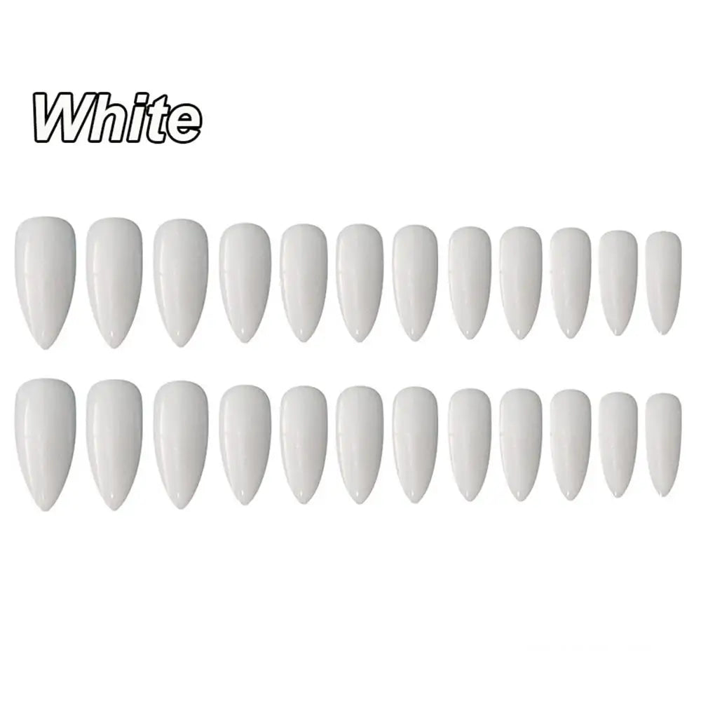 False Nails Matte 24Pcs Long Tips for 3 Pure Color Chip Gel for Nails Extensions Nail Tips Faux Ongles Fake Nails Stiletto Artif