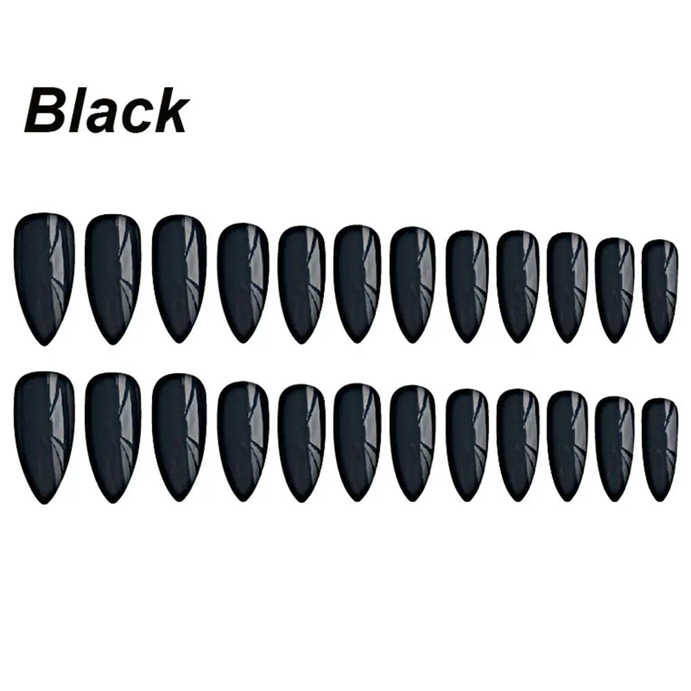 False Nails Matte 24Pcs Long Tips for 3 Pure Color Chip Gel for Nails Extensions Nail Tips Faux Ongles Fake Nails Stiletto Artif