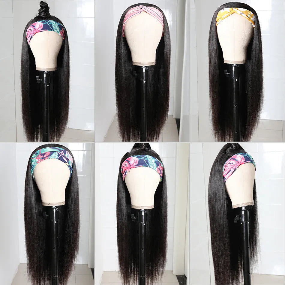 Hair Straight Headband Wig Human Hair Wigs for African American Women Affordable Glueless Headband Wig Beginner Friendly