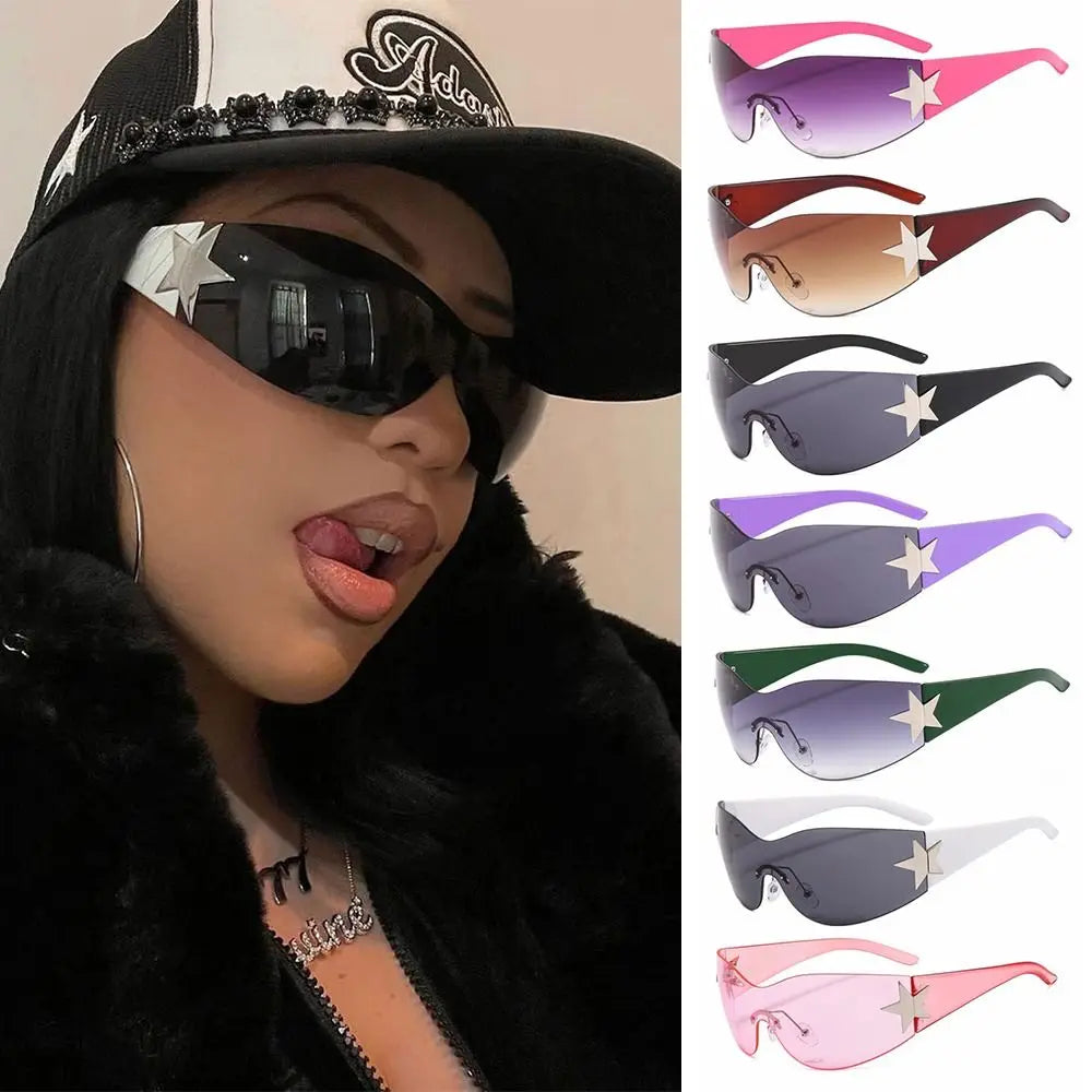 Punk One Piece Sunglasses Goggle New Y2K Luxury Brand Sun Glasses Shades Eyewear UV400 Five Star Glasses Sports Sun Glasses