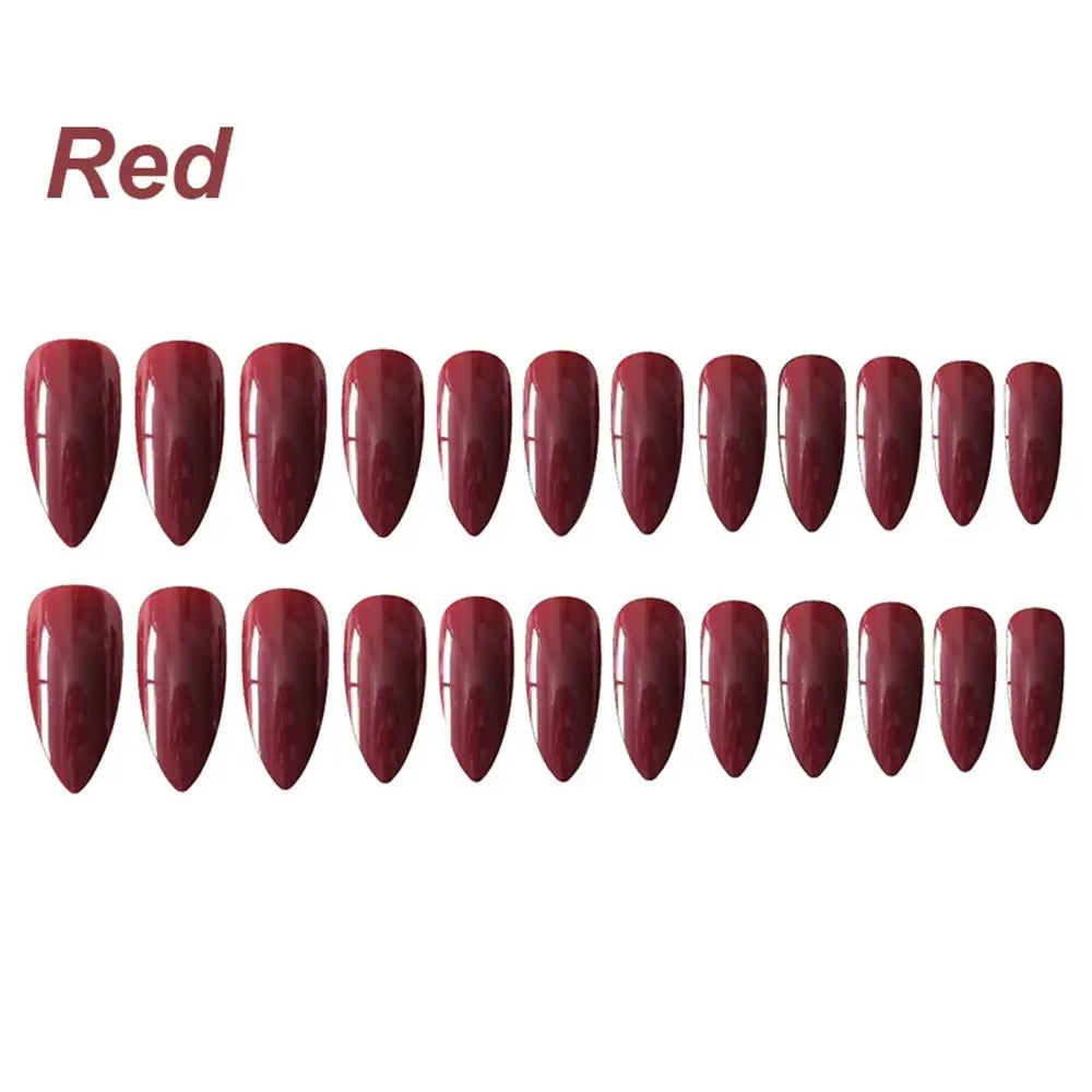 False Nails Matte 24Pcs Long Tips for 3 Pure Color Chip Gel for Nails Extensions Nail Tips Faux Ongles Fake Nails Stiletto Artif