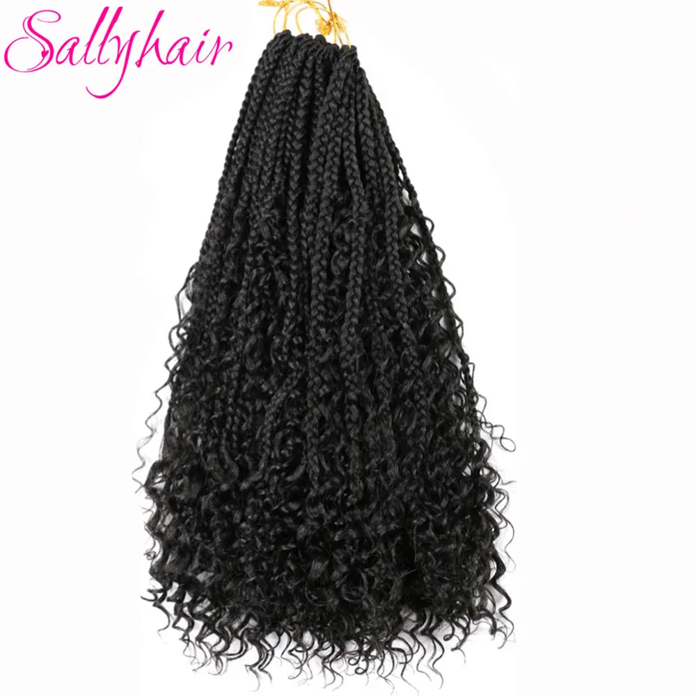 Goddess Box Braids Colorful Crochet Hair Synthetic Curly End Bohemian Box Braiding Hair Extensions Ombre Braiding Hair