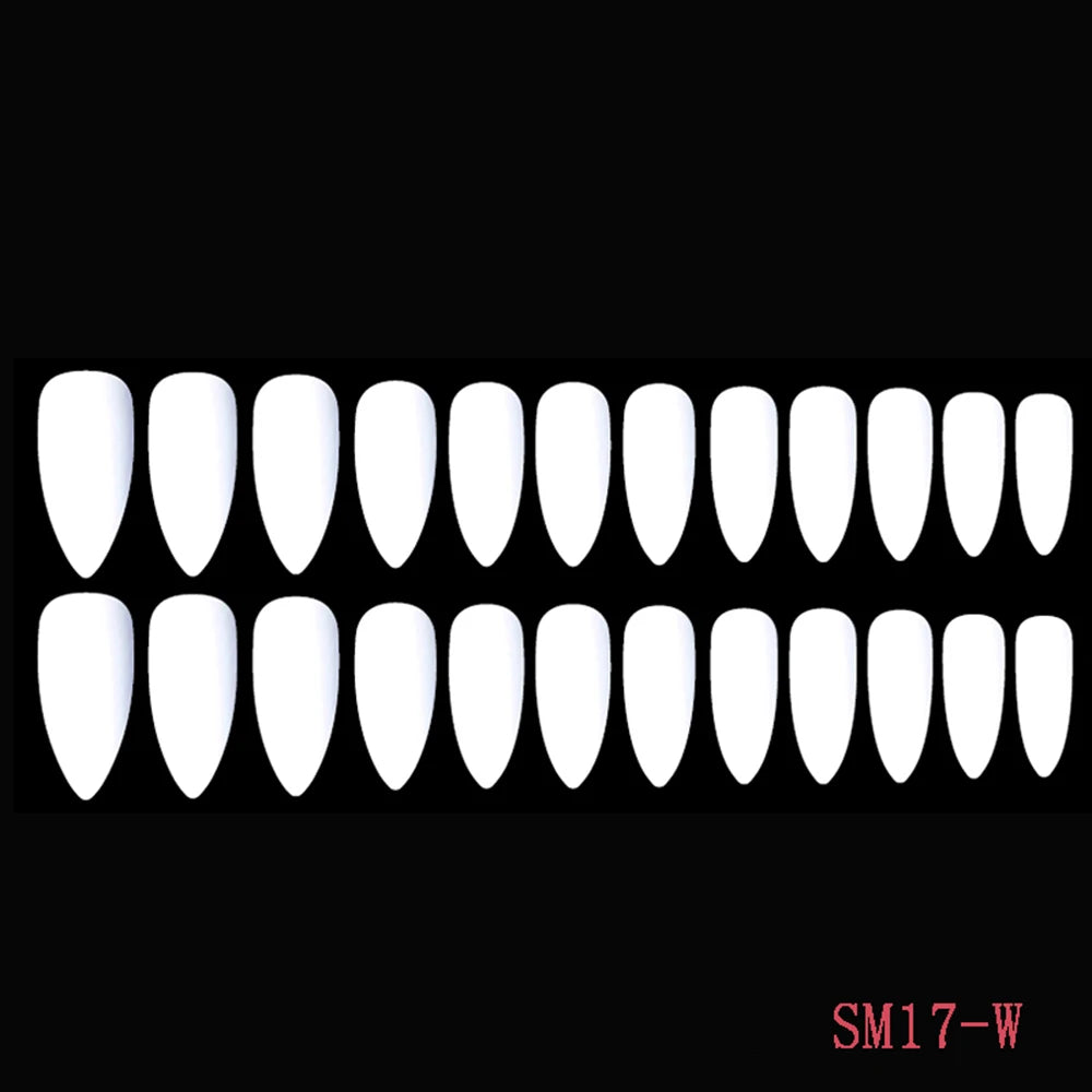 False Nails Matte 24Pcs Long Tips for 3 Pure Color Chip Gel for Nails Extensions Nail Tips Faux Ongles Fake Nails Stiletto Artif
