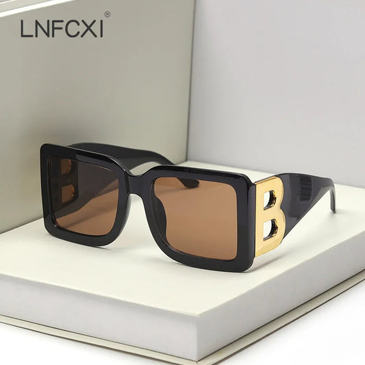 New Fashion Oversized the Letter B Square Luxury Trend Sunglasses Women Men Retro Rectangle Sunglasses Gafas De Sol