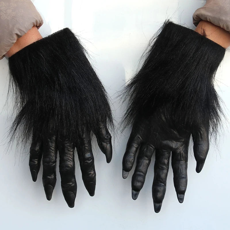 Halloween Wolf Gloves Werewolf Costume Halloween Fingernails Adult Monster Hands Paws Claw for Props Cosplay Party Easter