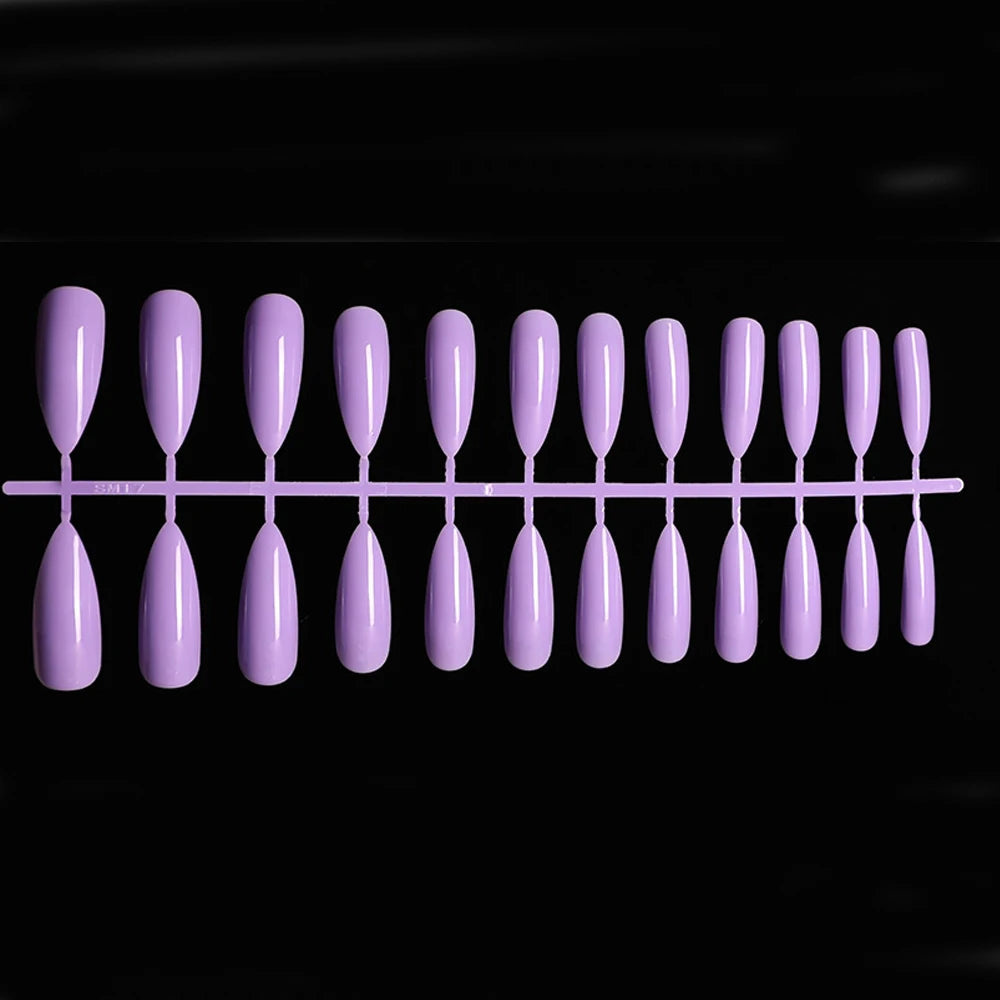 False Nails Matte 24Pcs Long Tips for 3 Pure Color Chip Gel for Nails Extensions Nail Tips Faux Ongles Fake Nails Stiletto Artif