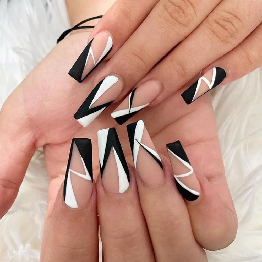 False Nails Matte 24Pcs Long Tips for 3 Pure Color Chip Gel for Nails Extensions Nail Tips Faux Ongles Fake Nails Stiletto Artif