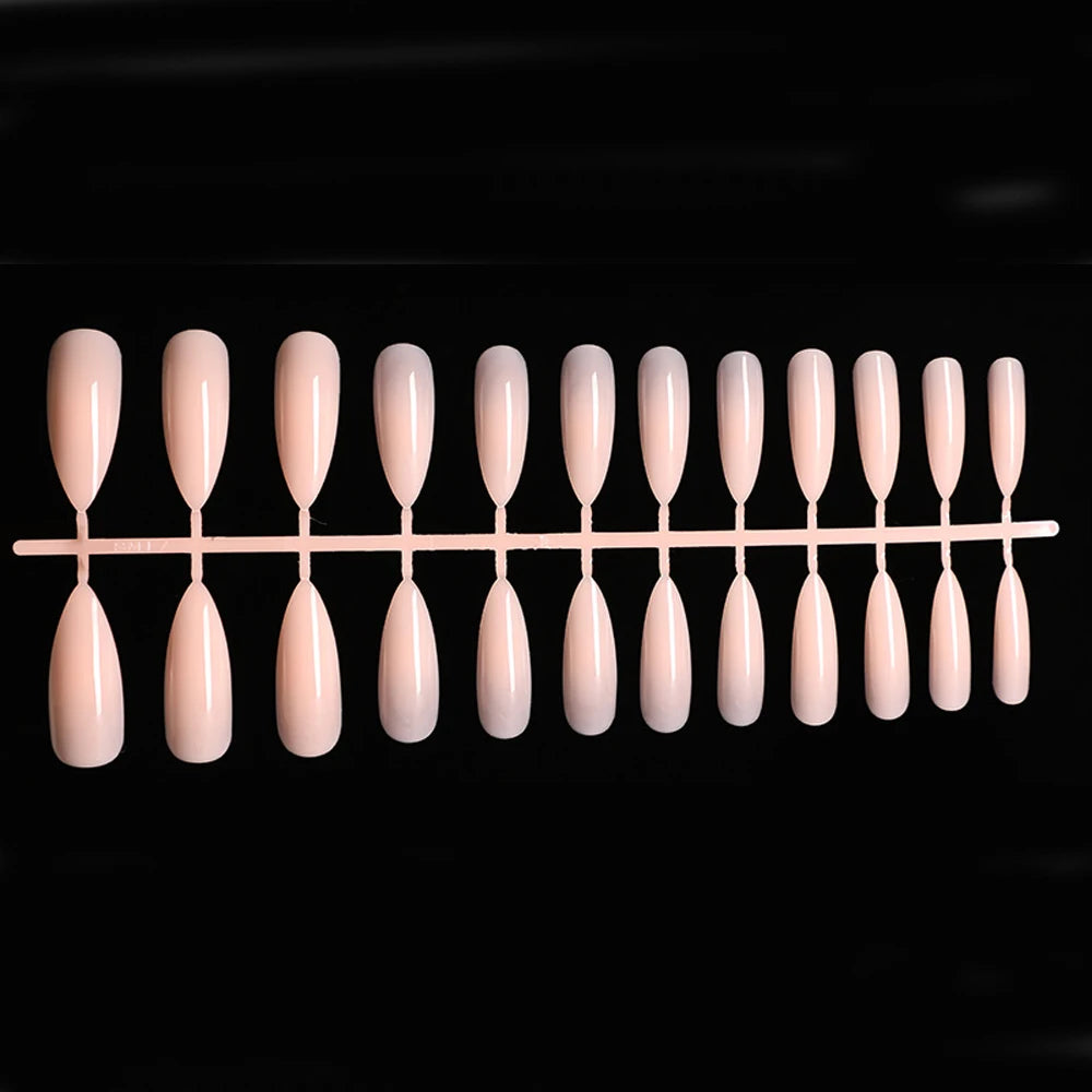 False Nails Matte 24Pcs Long Tips for 3 Pure Color Chip Gel for Nails Extensions Nail Tips Faux Ongles Fake Nails Stiletto Artif
