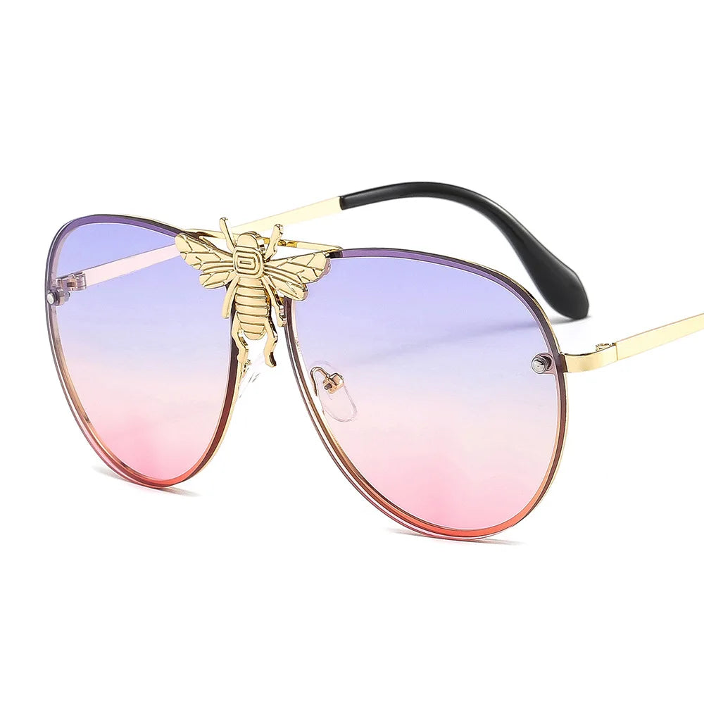 New Fashion Modern Oversized Sunglasses for Women Men Luxury Designer Sun Glasses Bee Decoration Trengding Shades UV400 Eyeglass