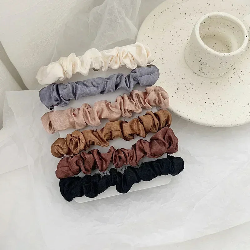 3/5/6Pcs Elegant Ponytail Holder Rubber Band Elastic Hairband Hair Accessories Silk Satin Scrunchies Women Solid Color Hair Rope