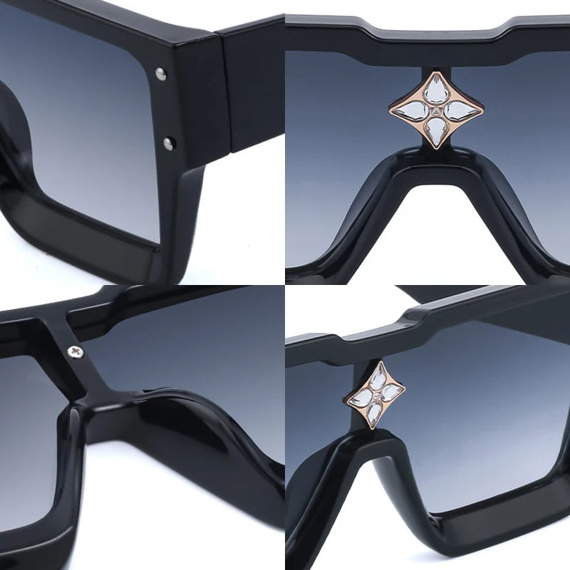 Luxury Crystal Oversized Women Square Sunglasses Trending Men Shades UV400