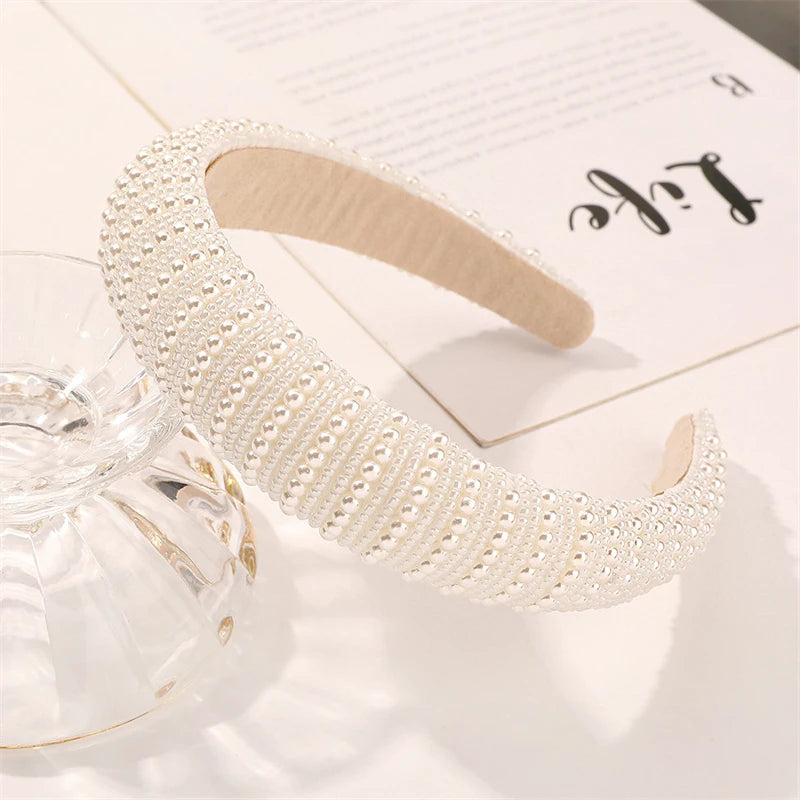 Luxury Pearl Wide Headbands for Women Girls Headwear Fashion Headbands Female Hair Bands Head Hoop Hair Accessories