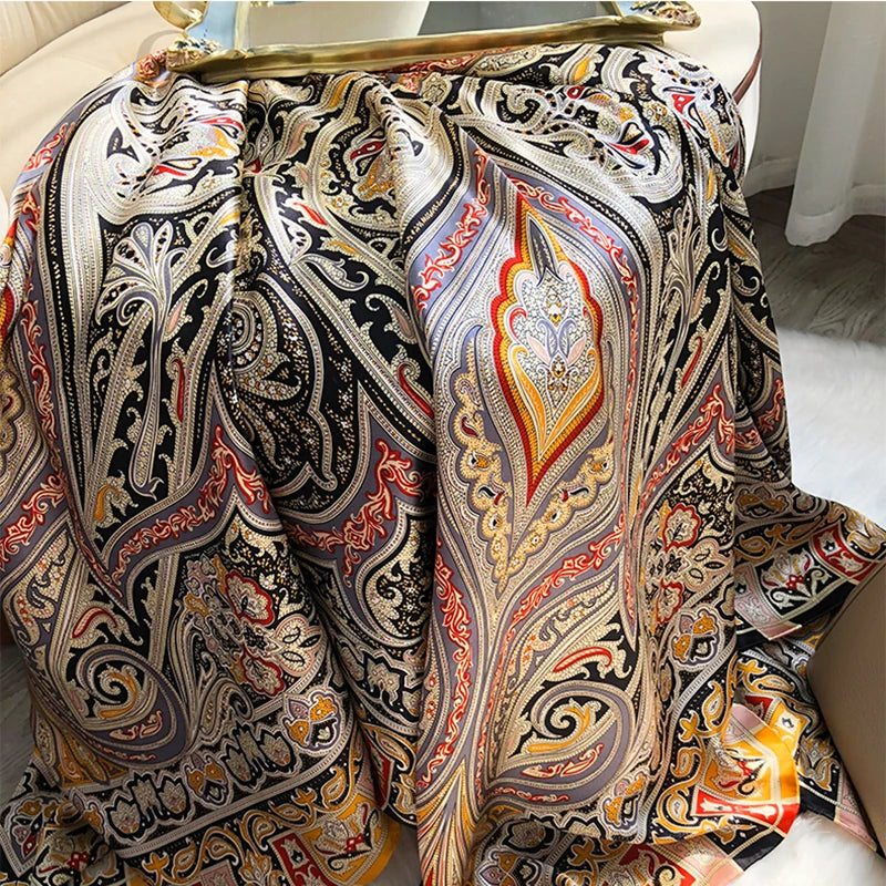 Spring Scarf Women'S Luxury Design Scarf Silk Smooth Scarf Soft Muslim Headband Shawl Beach 85X180Cm