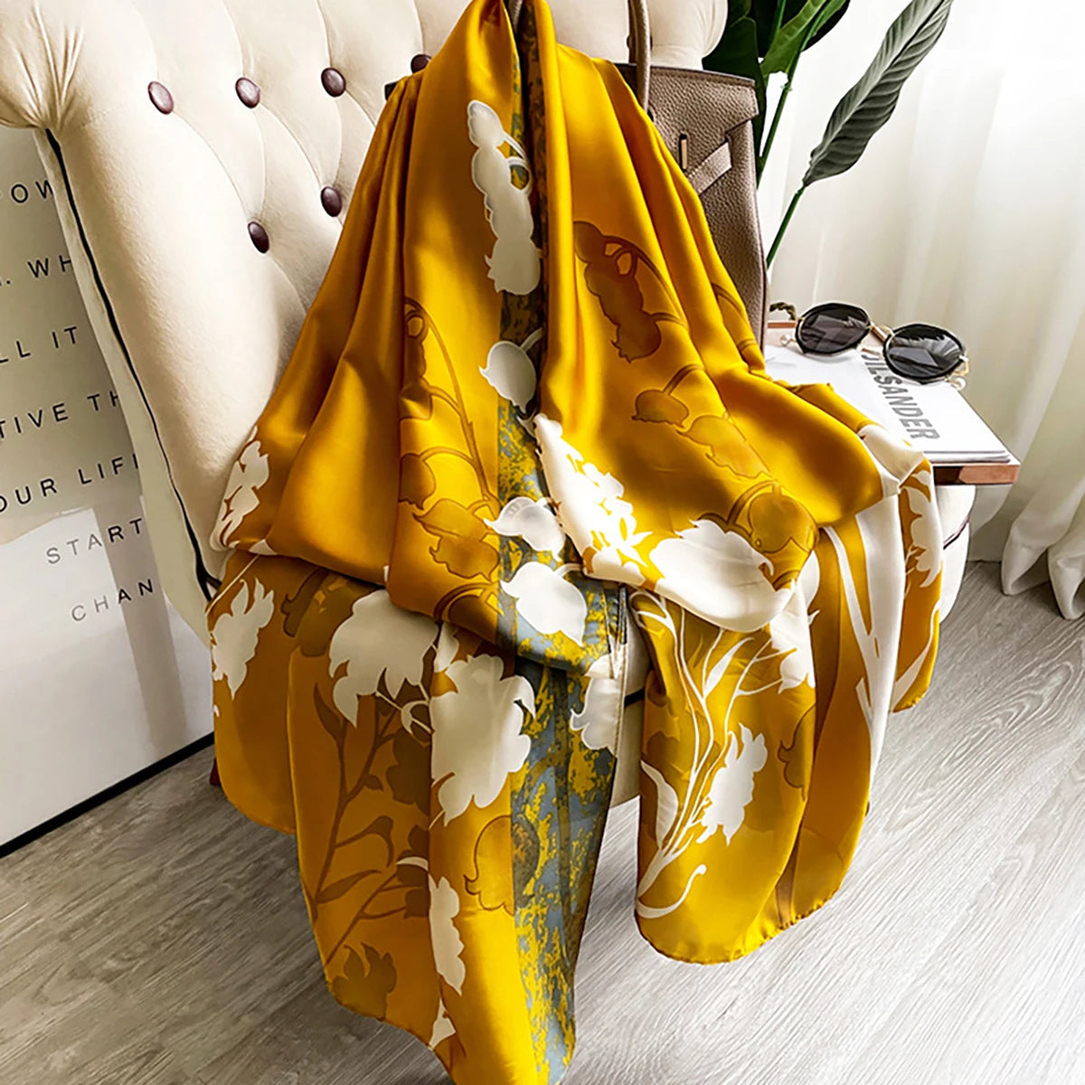 Spring Scarf Women'S Luxury Design Scarf Silk Smooth Scarf Soft Muslim Headband Shawl Beach 85X180Cm