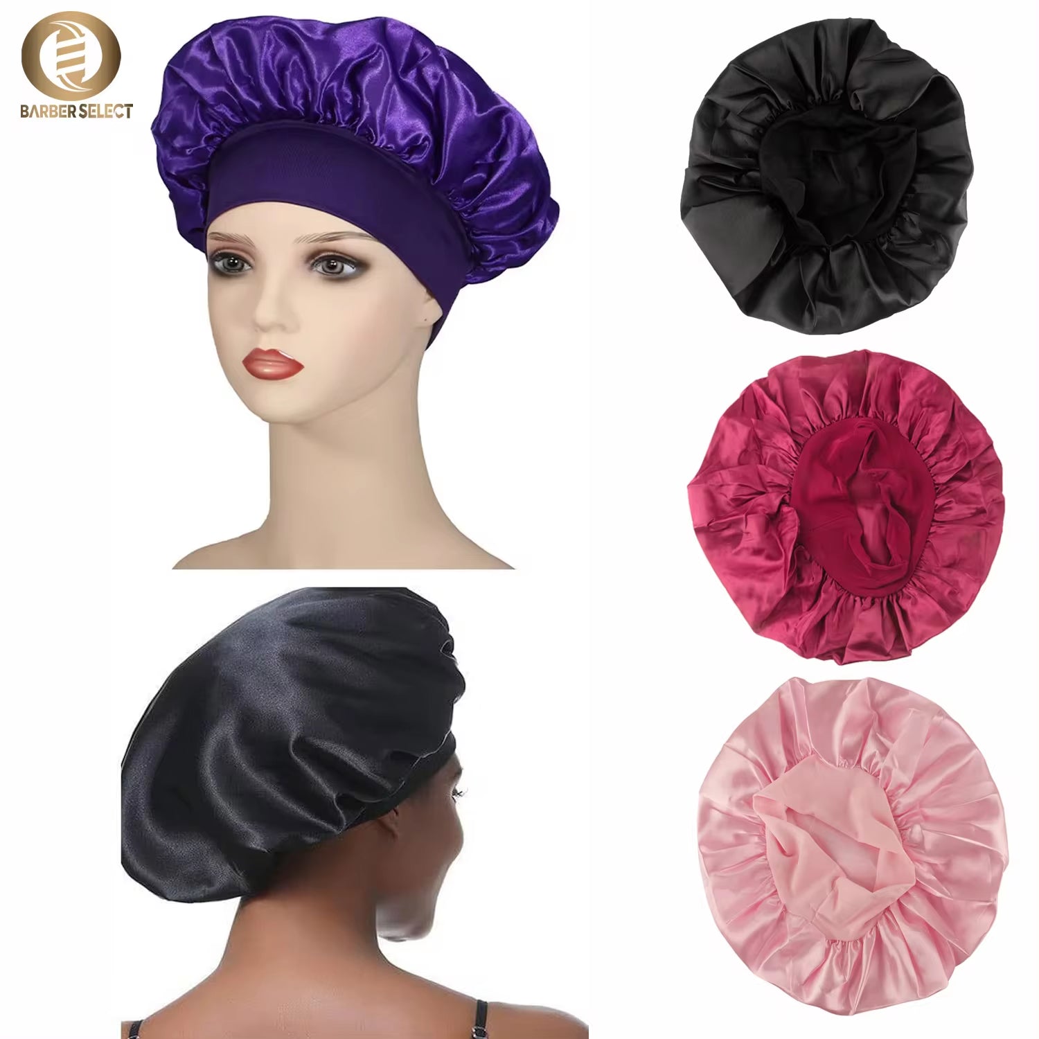 New Unisex Head Wrap Elastic Band Bonnet Sleep Cap with Premium Soft Band Large Satin Silky Bonnets for Women Hair Care