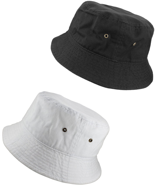 Bucket Hat 100% Cotton Packable Summer Travel Cap. 2PC: Gray / Putty-S/M