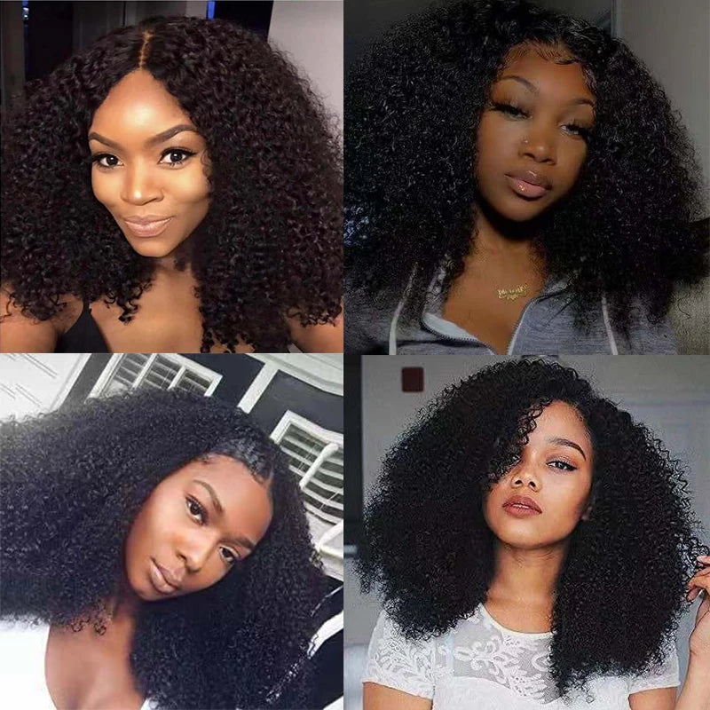 4*4 Closure Wig Human Hair Afro Kinky Curly Wig for Black Women Human Hair Natural Color Brazilian Hair Lace Wigs