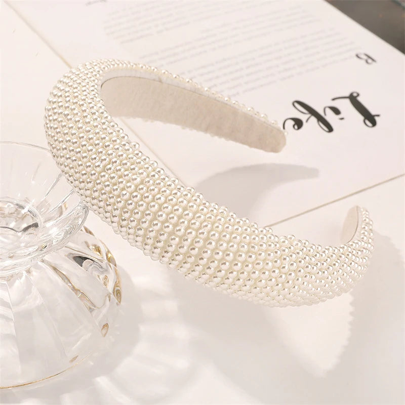 Luxury Pearl Wide Headbands for Women Girls Headwear Fashion Headbands Female Hair Bands Head Hoop Hair Accessories