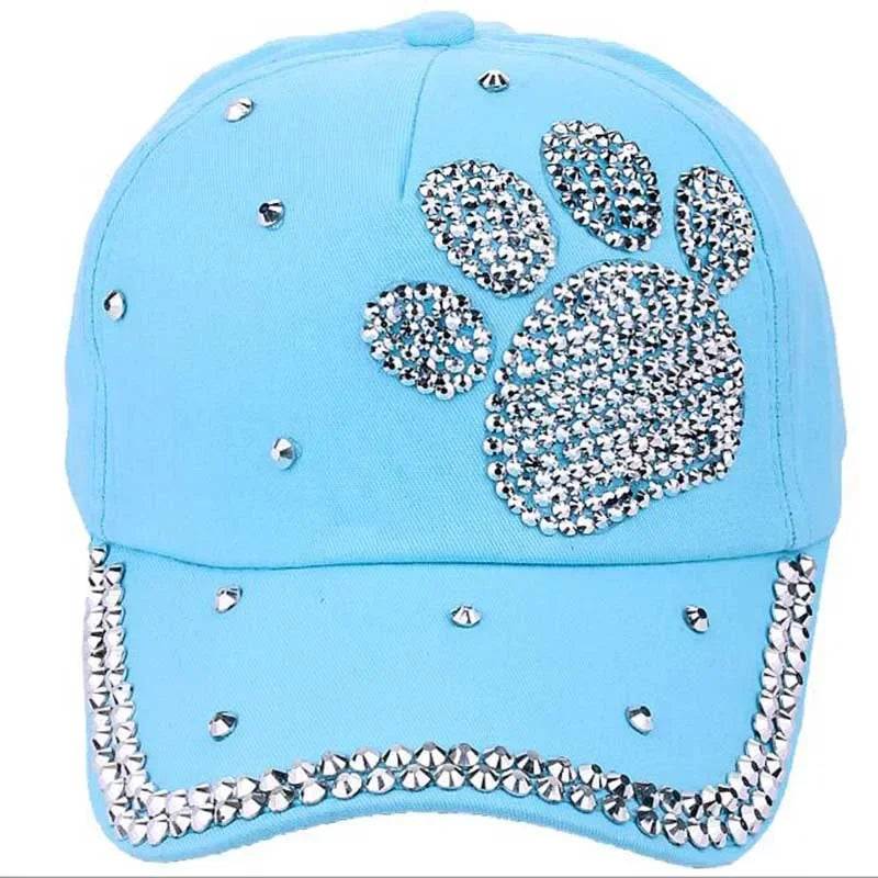 Footprints Printed Luxury Woman Caps Y2K Leisure Hip-Pop Rhinestone Hat Fashion Parent-Child Baseball Cap Outdoor Sports Cap