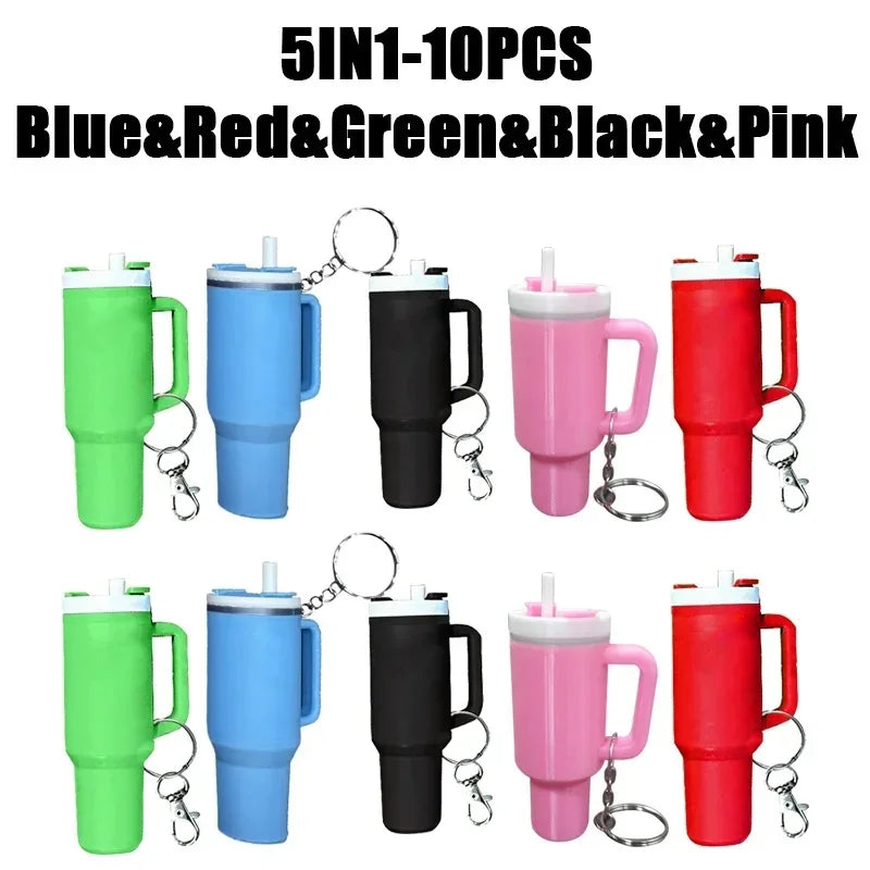 Colorful Mug Keychain Miniature Tumbler Cup Replica Keychain Chapstick Holder Charm Bar Stash Tumbler Mini Cup Keychain