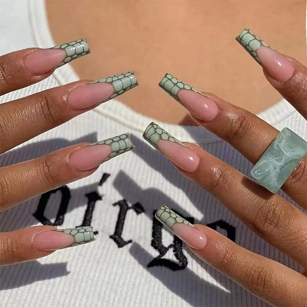 False Nails Matte 24Pcs Long Tips for 3 Pure Color Chip Gel for Nails Extensions Nail Tips Faux Ongles Fake Nails Stiletto Artif