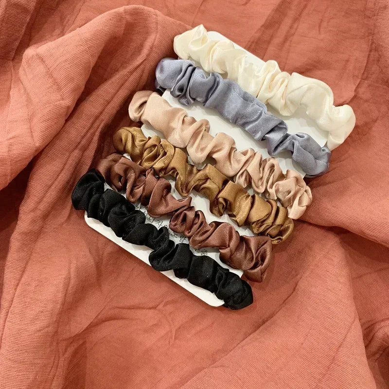 3/5/6Pcs Elegant Ponytail Holder Rubber Band Elastic Hairband Hair Accessories Silk Satin Scrunchies Women Solid Color Hair Rope