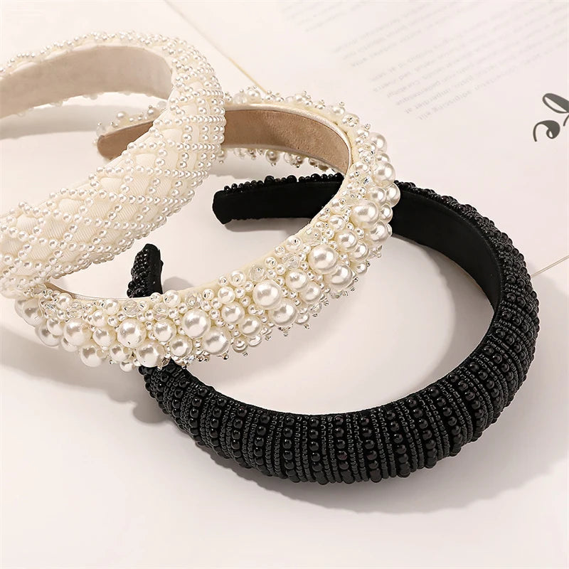 Luxury Pearl Wide Headbands for Women Girls Headwear Fashion Headbands Female Hair Bands Head Hoop Hair Accessories