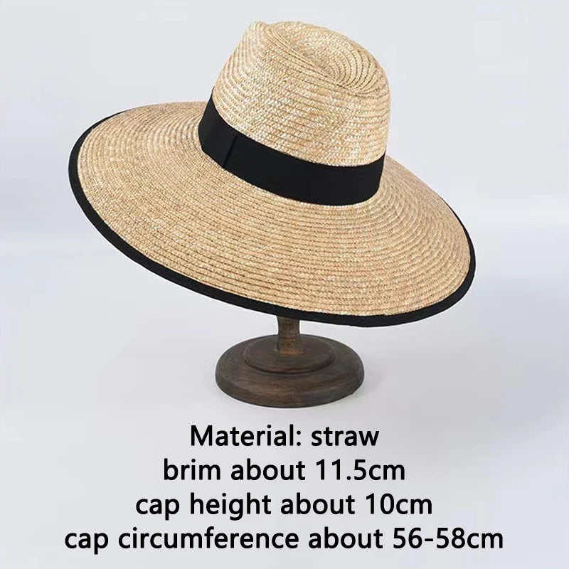 New 2024 Belt Strap Straw Sun Hat for Women Fashion Vacation Beach UV Hats Summer Wide Brim Travel Panama Hats Outdoor Wholesale