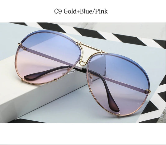 Mirror Oversized Pilot Sunglasses for Women Vintage Black Shades Vintage Glasses 2020 Luxury Brand Flat Top Feminine Sunglasses