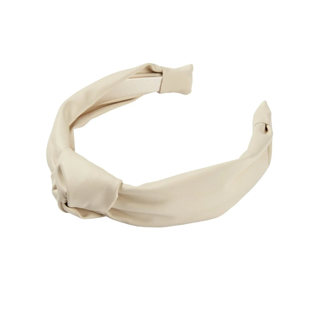 Leather Knotted Headband, Ivory, 1 Count