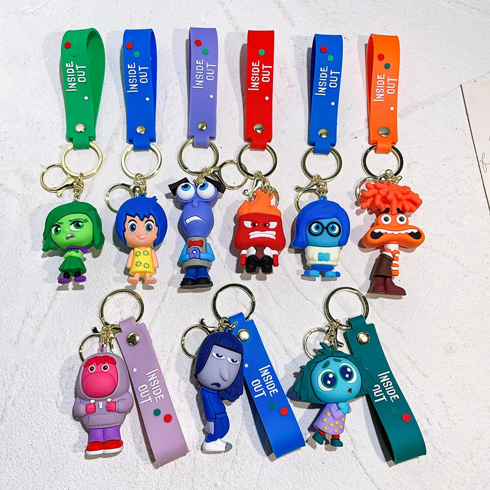 Inside Out 2 Keychain Kawaii Pendant Personality Creative Anime Anxiety Ennui Envy Cute Girls Bag Car Keychain Toys Gifts