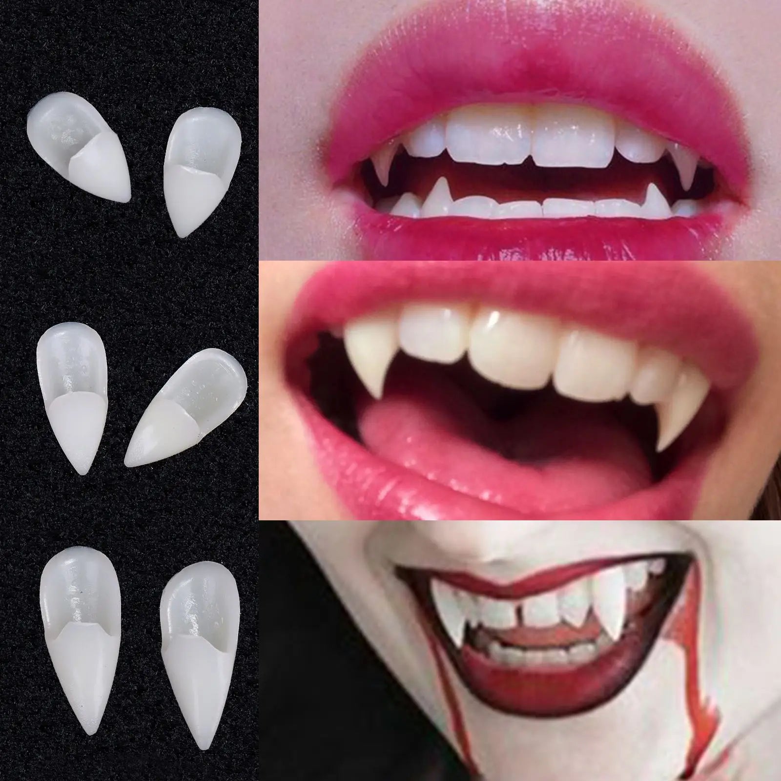 Halloween Decoration Vampire Teeth Fangs Dentures Props Halloween Cosplay Props False Fangs with Solid Glue Halloween Props